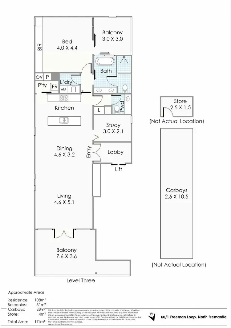 Floorplan of Homely apartment listing, 60/1 Freeman Loop, North Fremantle WA 6159