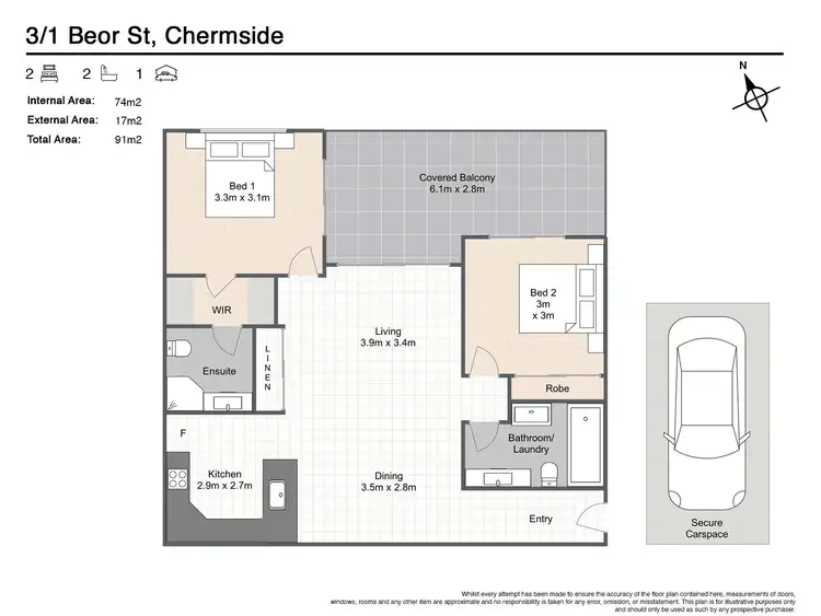 Floorplan of Homely unit listing, 3/1 Beor Street, Chermside QLD 4032