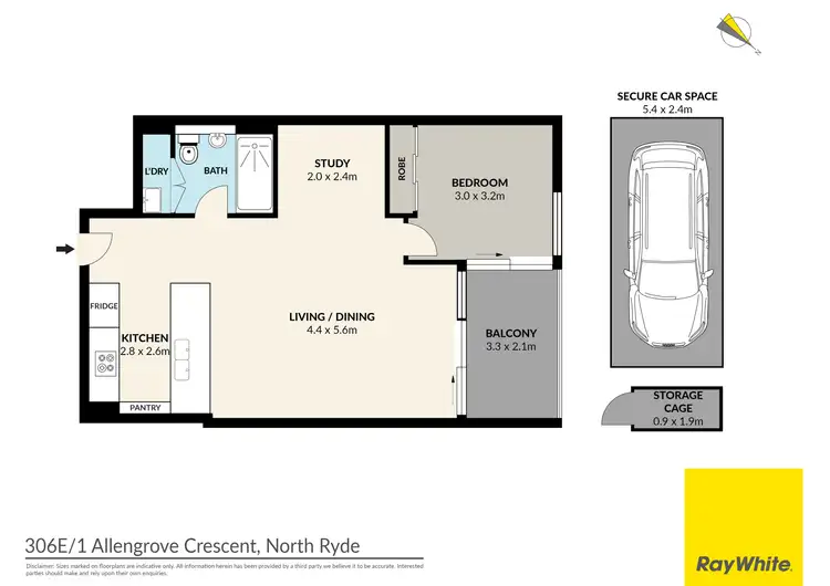 Floorplan of Homely apartment listing, 306E/1 Allengrove Crescent, North Ryde NSW 2113