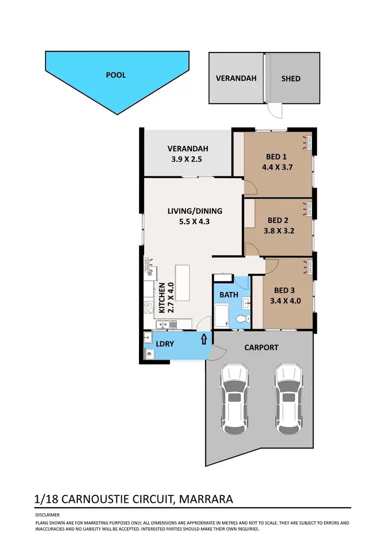 Floorplan of Homely unit listing, 1/18 Carnoustie Circuit, Marrara NT 812