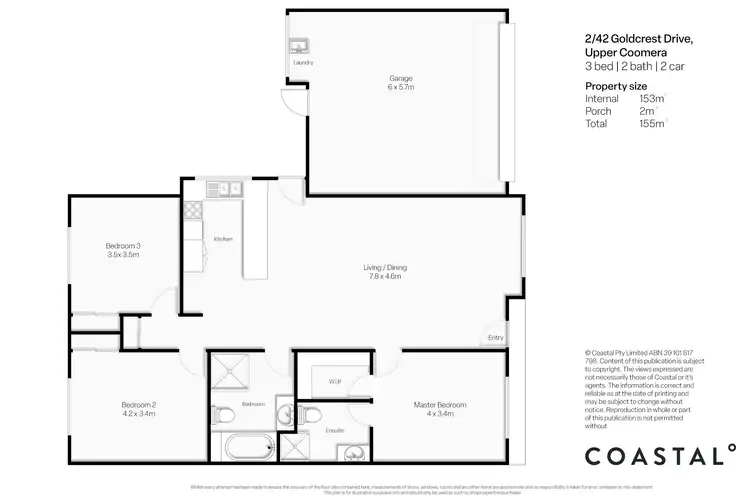Floorplan of Homely semi-detached listing, 2/42 Goldcrest Drive, Upper Coomera QLD 4209