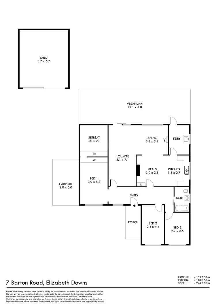 Floorplan of Homely house listing, 7 Barton Road, Elizabeth Downs SA 5113