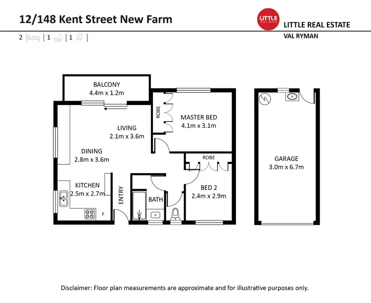 Floorplan of Homely unit listing, 12/148 Kent Street, New Farm QLD 4005