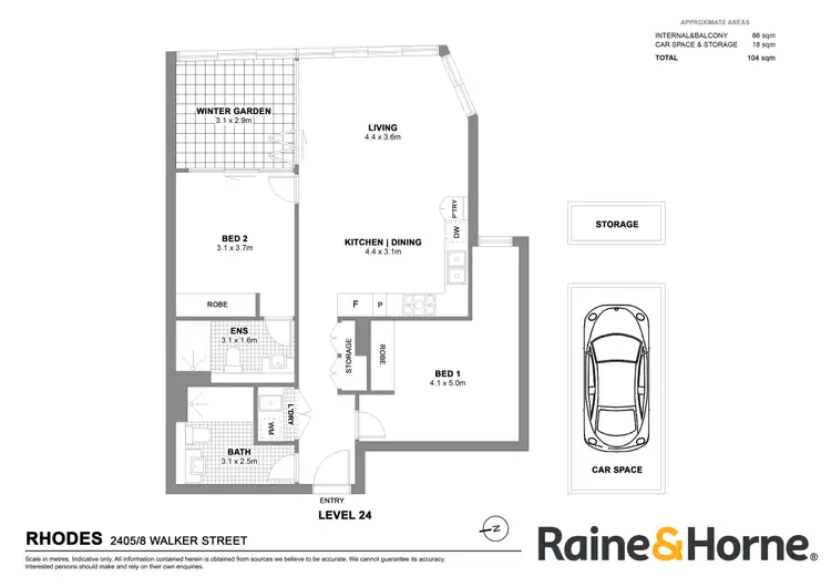 Floorplan of Homely apartment listing, 2405/8 Walker Street, Rhodes NSW 2138