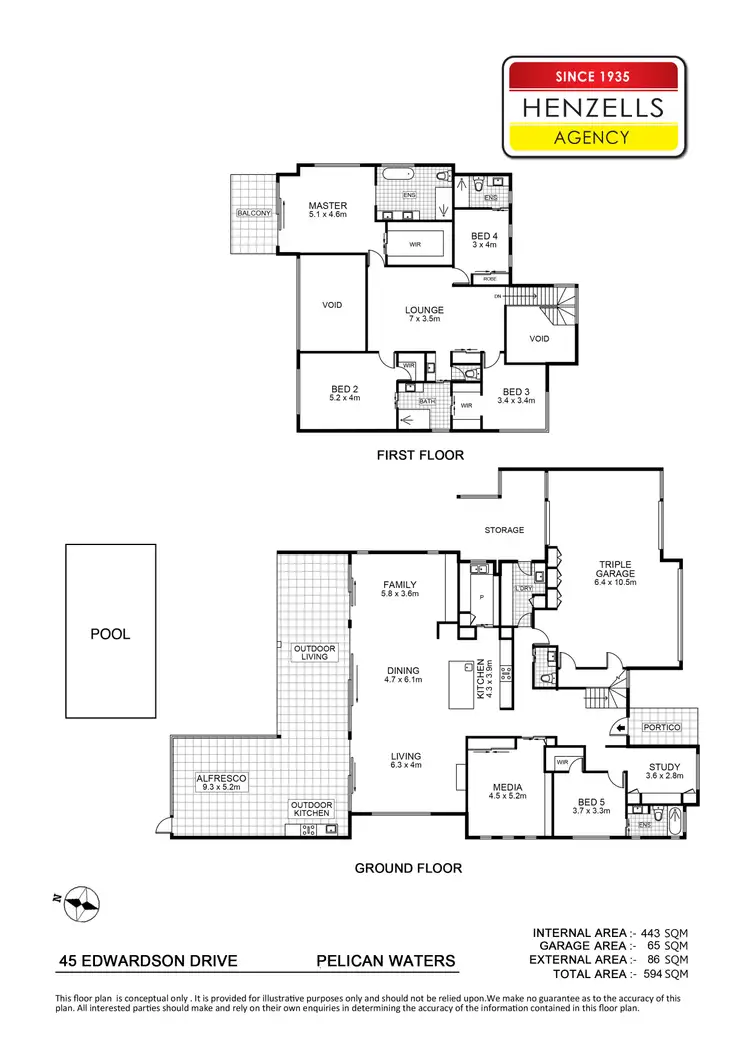 Floorplan of Homely house listing, 45 Edwardson Drive, Pelican Waters QLD 4551