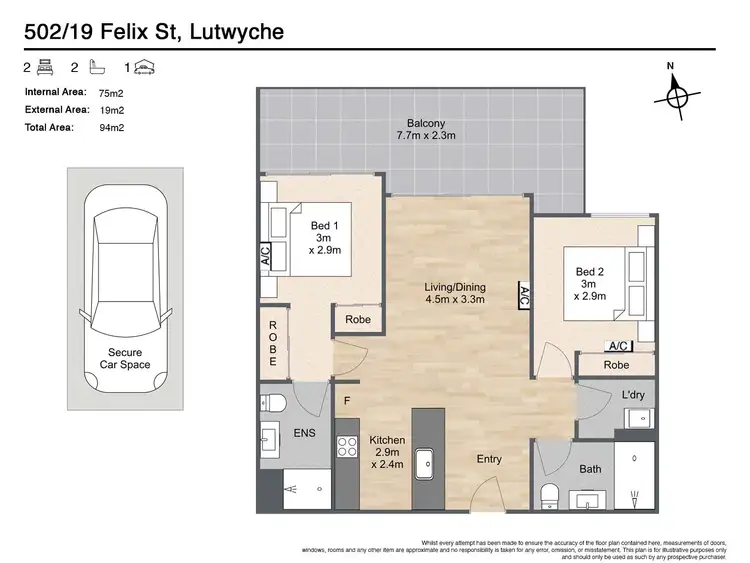 Floorplan of Homely unit listing, 502/19 Felix Street, Lutwyche QLD 4030