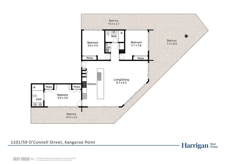 Floorplan of Homely apartment listing, 1101/59 O'Connell Street, Kangaroo Point QLD 4169