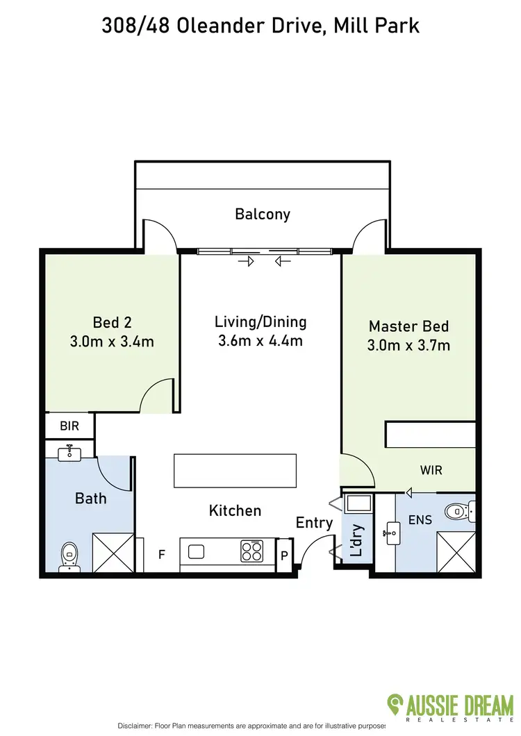 Floorplan of Homely apartment listing, 308/48 Oleander Drive, Mill Park VIC 3082