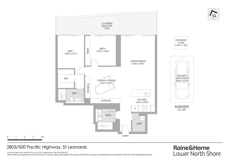 Floorplan of Homely apartment listing, 2803/500 Pacific Highway, St Leonards NSW 2065