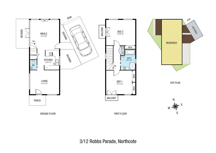Floorplan of Homely townhouse listing, 3/12 Robbs Parade, Northcote VIC 3070