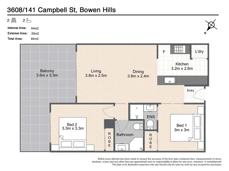 Floorplan of Homely unit listing, 3608/141 Campbell Street, Bowen Hills QLD 4006
