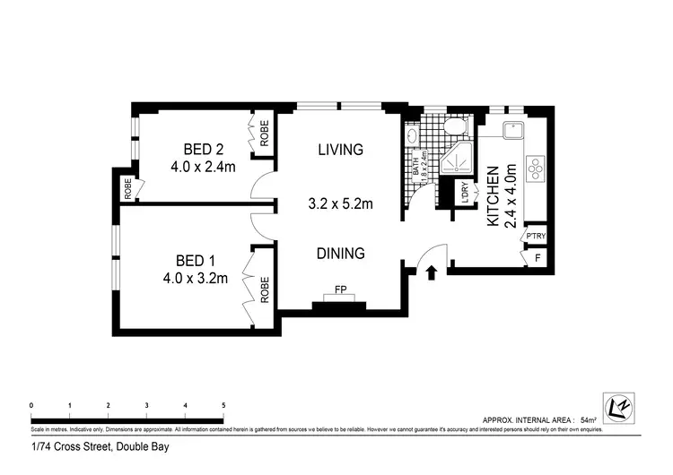 Floorplan of Homely apartment listing, 1/74 Cross Street, Double Bay NSW 2028