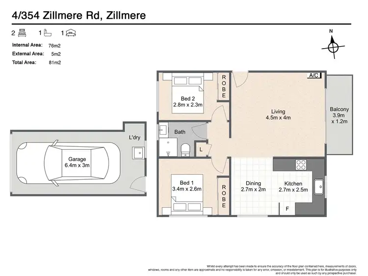 Floorplan of Homely unit listing, 4/354 Zillmere Road, Zillmere QLD 4034