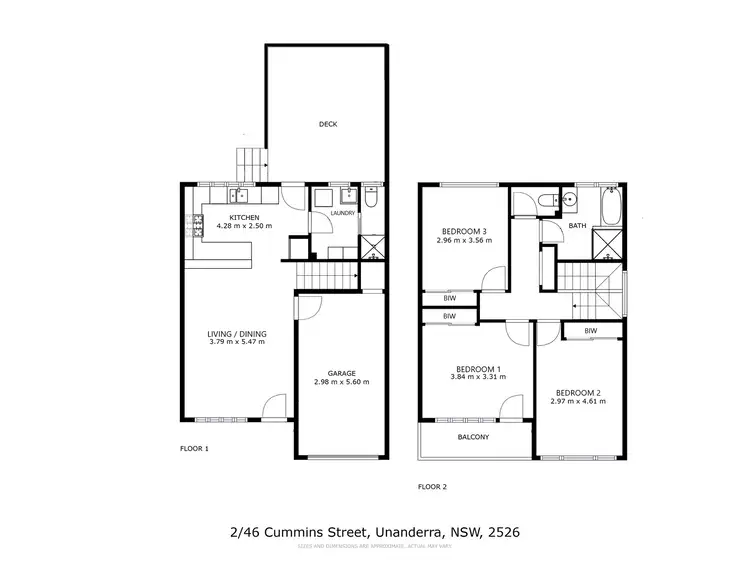 Floorplan of Homely townhouse listing, 2/46 Cummins Street, Unanderra NSW 2526