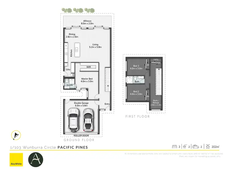 Floorplan of Homely semi-detached listing, 1/103 Wunburra Circle, Pacific Pines QLD 4211
