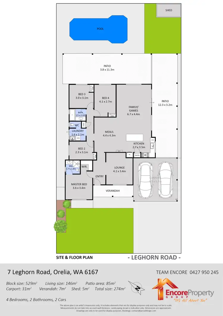 Floorplan of Homely house listing, 7 Leghorn Road, Orelia WA 6167