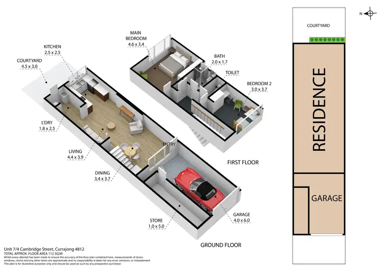 Floorplan of Homely townhouse listing, 7/4 Cambridge Street, Currajong QLD 4812