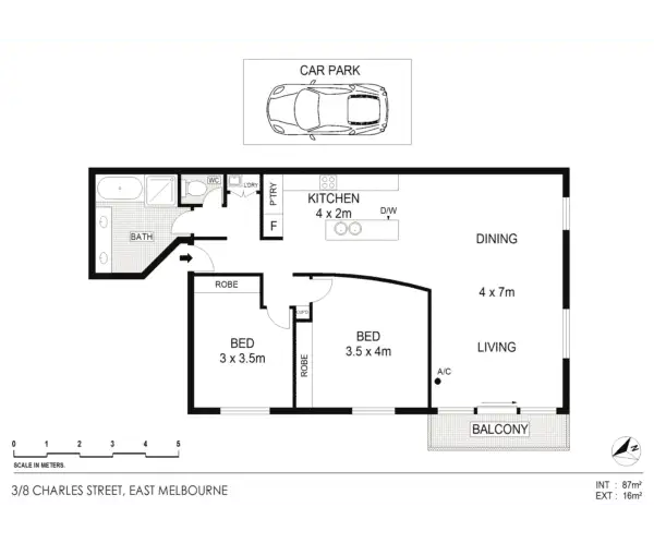 Floorplan of Homely apartment listing, 3/8 Charles Street, East Melbourne VIC 3002