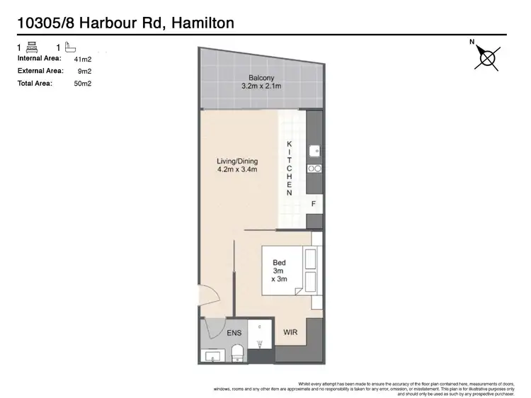 Floorplan of Homely unit listing, 10305/8 Harbour Road, Hamilton QLD 4007