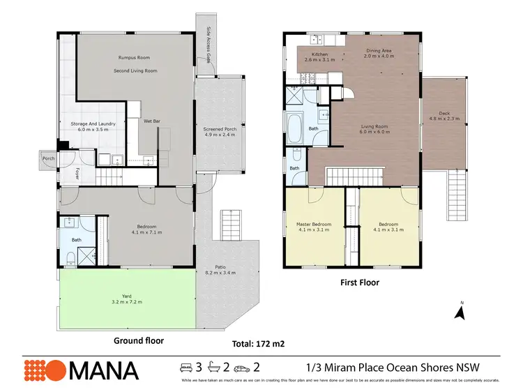 Floorplan of Homely house listing, 1/3 Miram Place, Ocean Shores NSW 2483