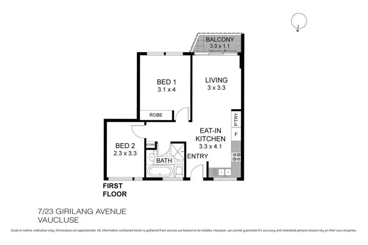 Floorplan of Homely apartment listing, 7/23 Girilang Avenue, Vaucluse NSW 2030