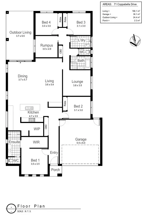 Floorplan of Homely house listing, 71 Coppabella Drive, Gobbagombalin NSW 2650