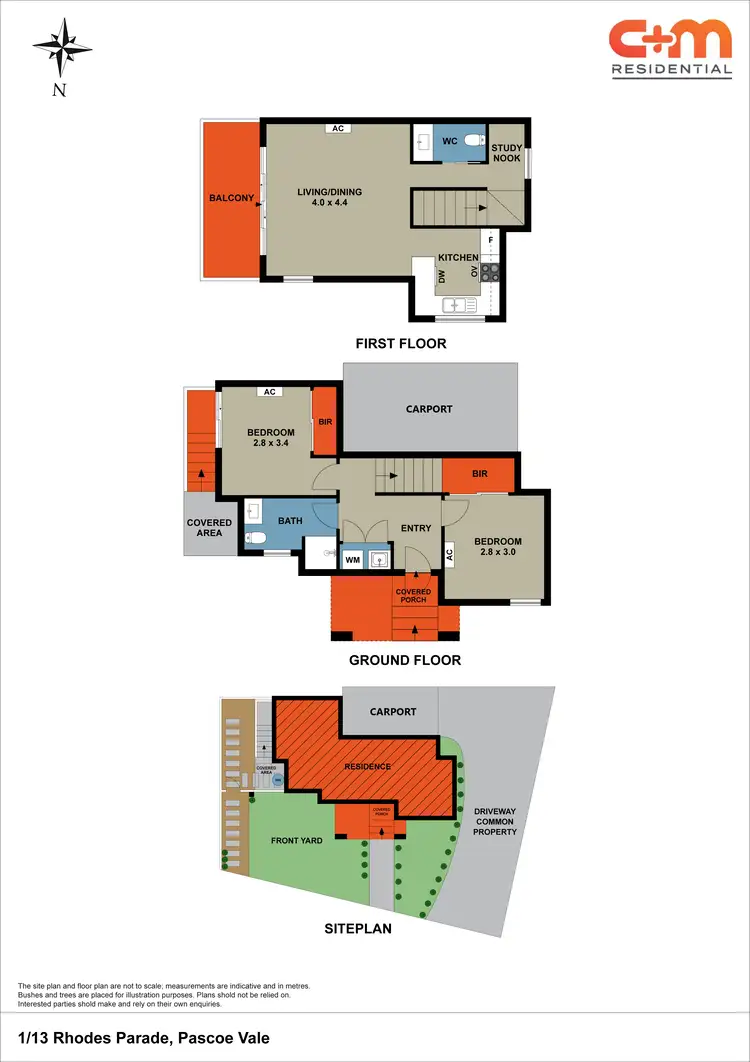 Floorplan of Homely townhouse listing, 1/13 Rhodes Parade, Pascoe Vale VIC 3044