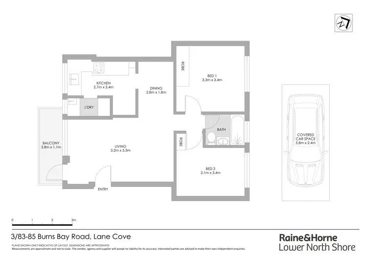 Floorplan of Homely apartment listing, 3/83-85 Burns Bay Road, Lane Cove NSW 2066