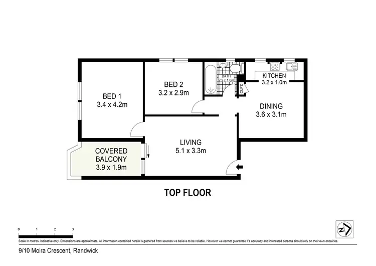 Floorplan of Homely apartment listing, 9/10 Moira Crescent, Randwick NSW 2031