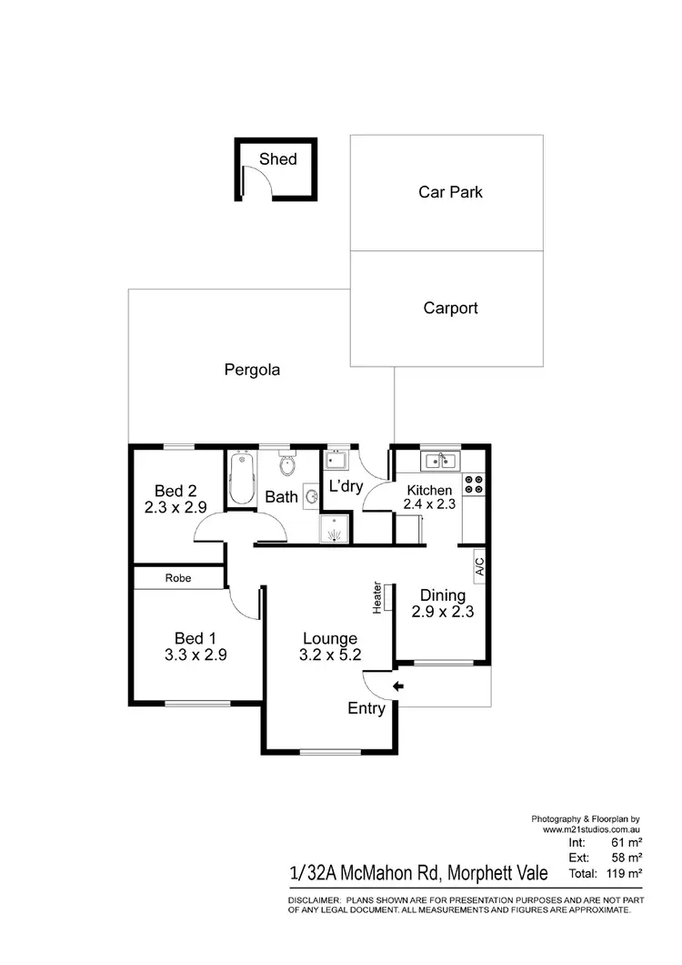 Floorplan of Homely unit listing, 1/32a McMahon Road, Morphett Vale SA 5162