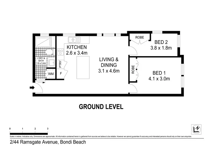 Floorplan of Homely apartment listing, 2/44 Ramsgate Avenue, Bondi Beach NSW 2026