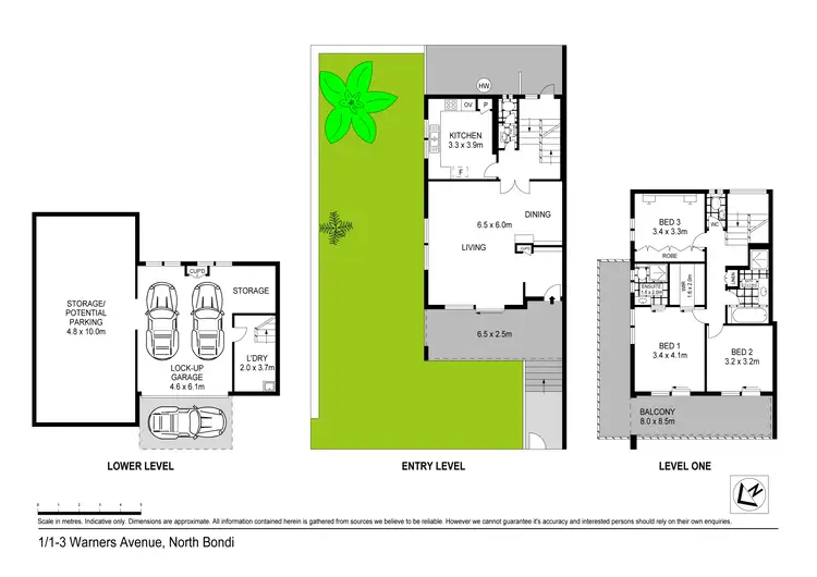 Floorplan of Homely townhouse listing, 1/1-3 Warners Avenue, North Bondi NSW 2026