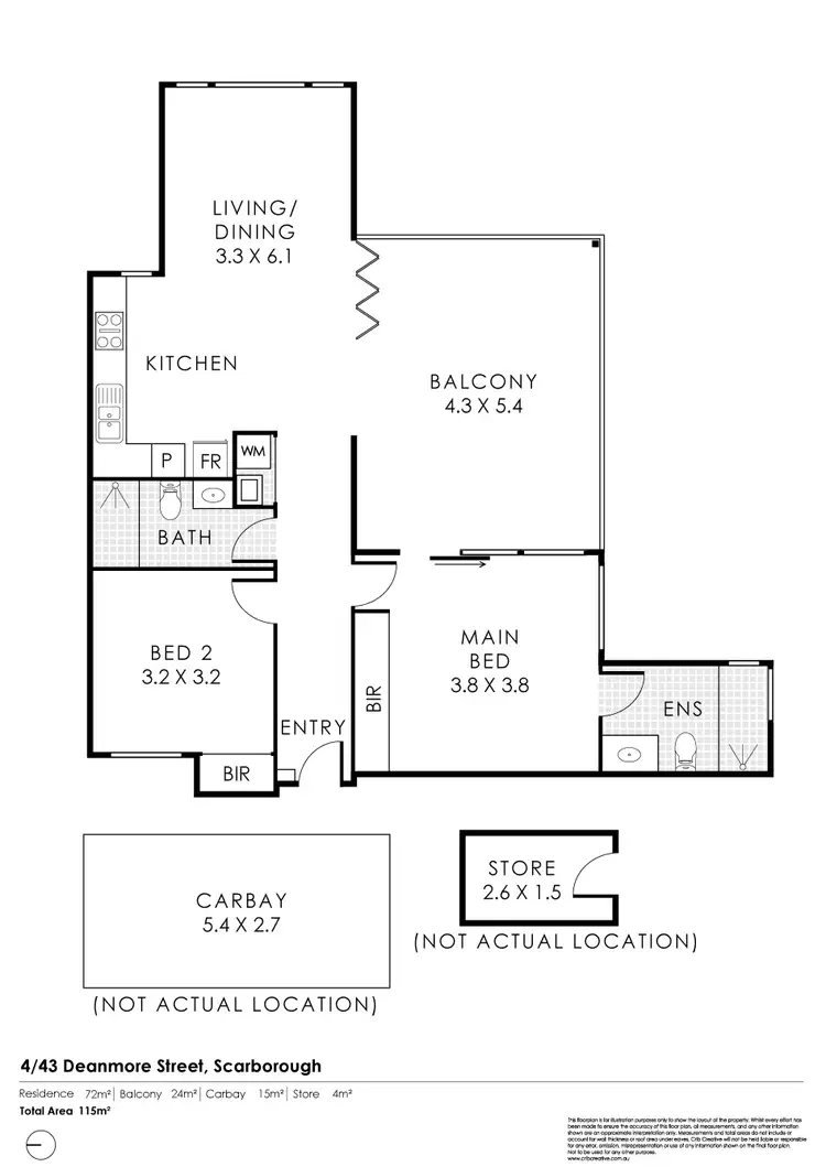 Floorplan of Homely apartment listing, 4/43 Deanmore Road, Scarborough WA 6019