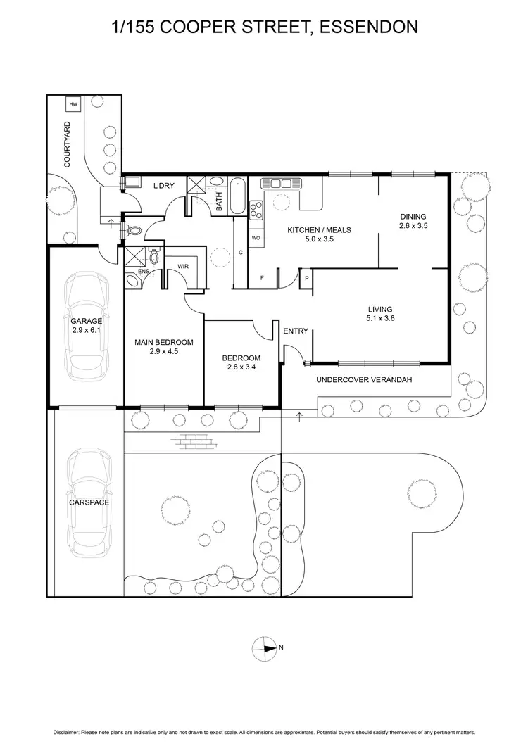 Floorplan of Homely villa listing, 1/155 Cooper Street, Essendon VIC 3040