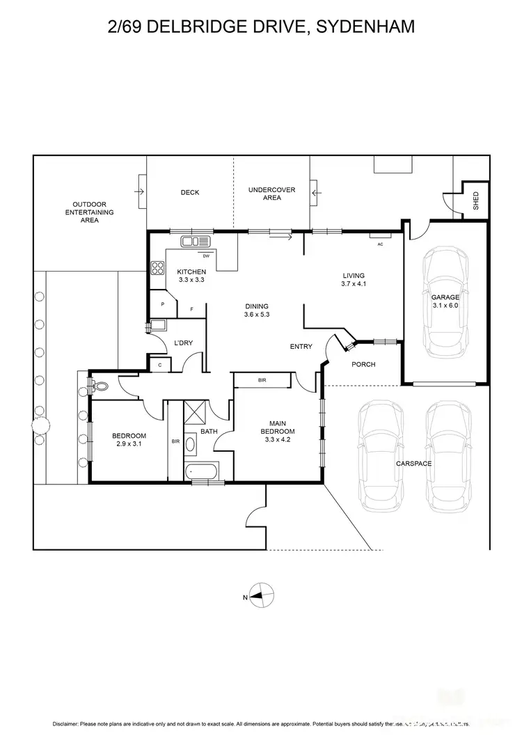Floorplan of Homely unit listing, 2/69 Delbridge Drive, Sydenham VIC 3037