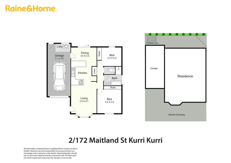 Floorplan of Homely villa listing, 2/172 Maitland Street, Kurri Kurri NSW 2327
