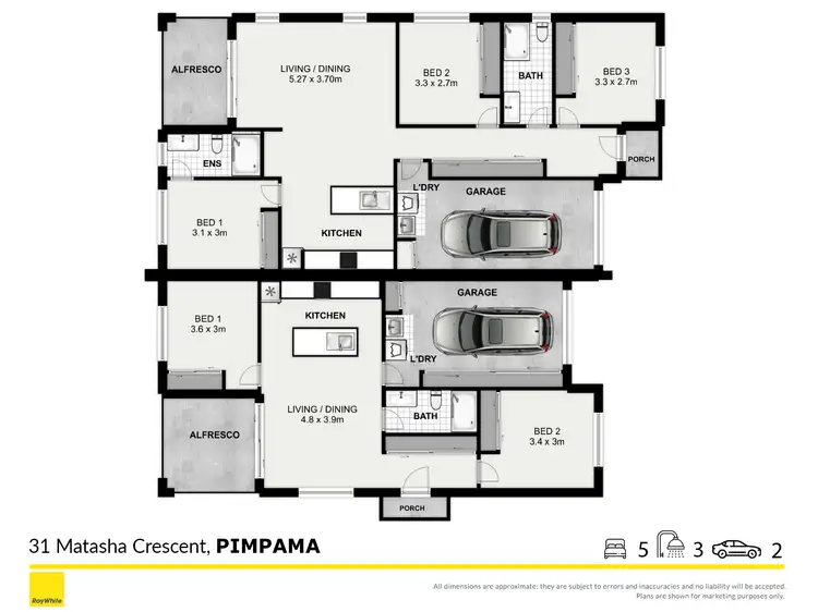 Floorplan of Homely semi-detached listing, 31 Matasha Crescent, Pimpama QLD 4209