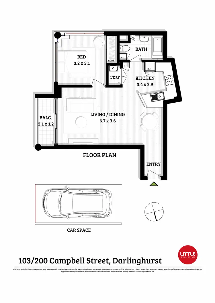 Floorplan of Homely apartment listing, 103/200 Campbell Street, Darlinghurst NSW 2010