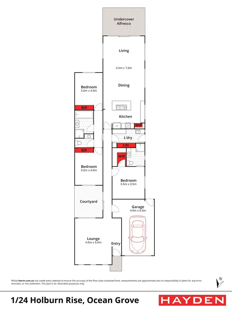 Floorplan of Homely townhouse listing, 1/24 Holburn Rise, Ocean Grove VIC 3226