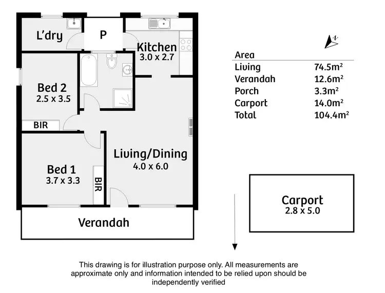 Floorplan of Homely unit listing, 2/7 Parker Avenue, Strathalbyn SA 5255