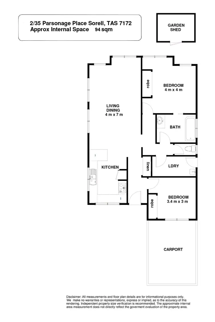 Floorplan of Homely unit listing, 2/35 Parsonage Place, Sorell TAS 7172