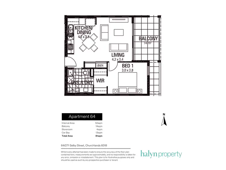 Floorplan of Homely apartment listing, 64/271 Selby Street, Churchlands WA 6018