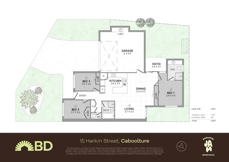 Floorplan of Homely semi-detached listing, 15 Harkin Street, Caboolture QLD 4510