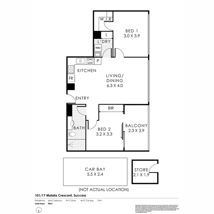 Floorplan of Homely apartment listing, 101/17 Malata Crescent, Success WA 6164