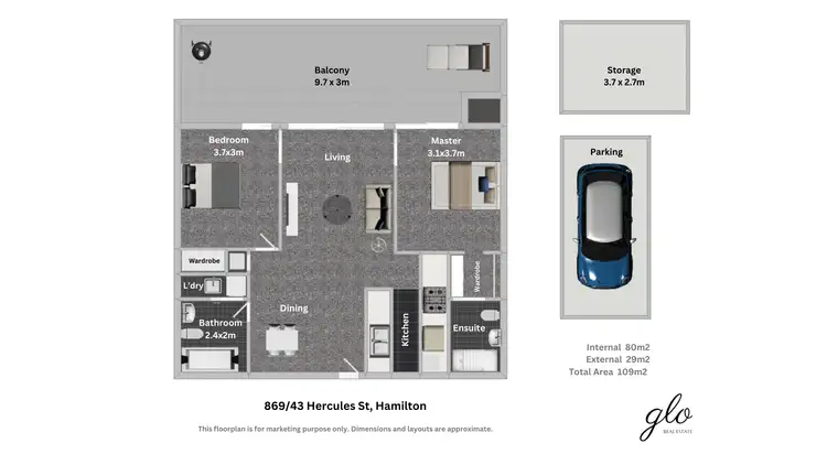Floorplan of Homely apartment listing, 869/43 Hercules Street, Hamilton QLD 4007