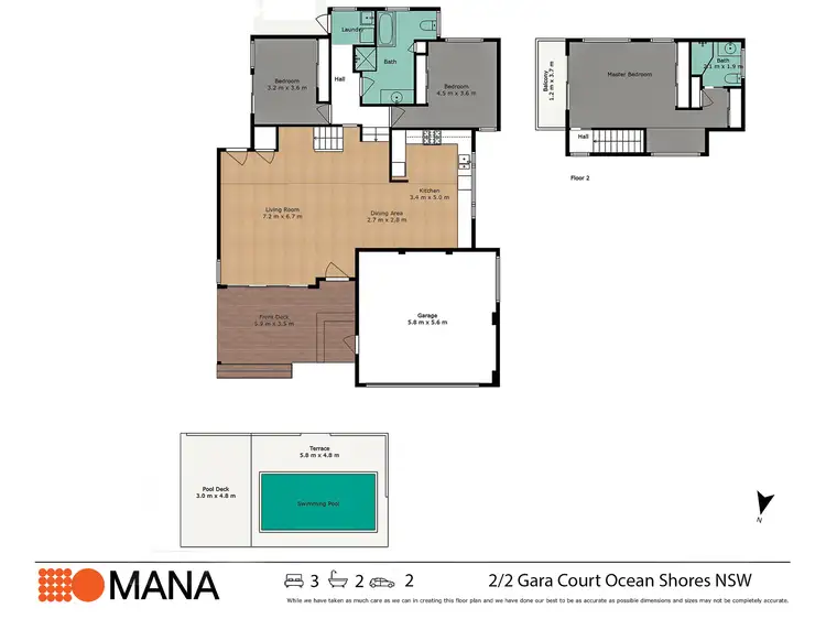 Floorplan of Homely house listing, 2/2 Gara Court, Ocean Shores NSW 2483