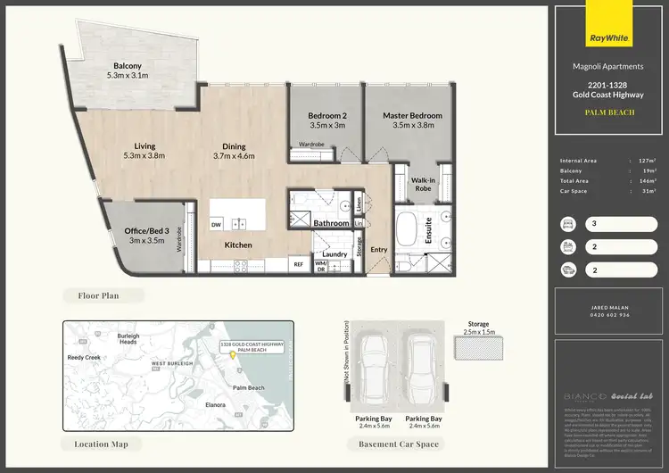 Floorplan of Homely unit listing, 2201/1328 Gold Coast Highway, Palm Beach QLD 4221