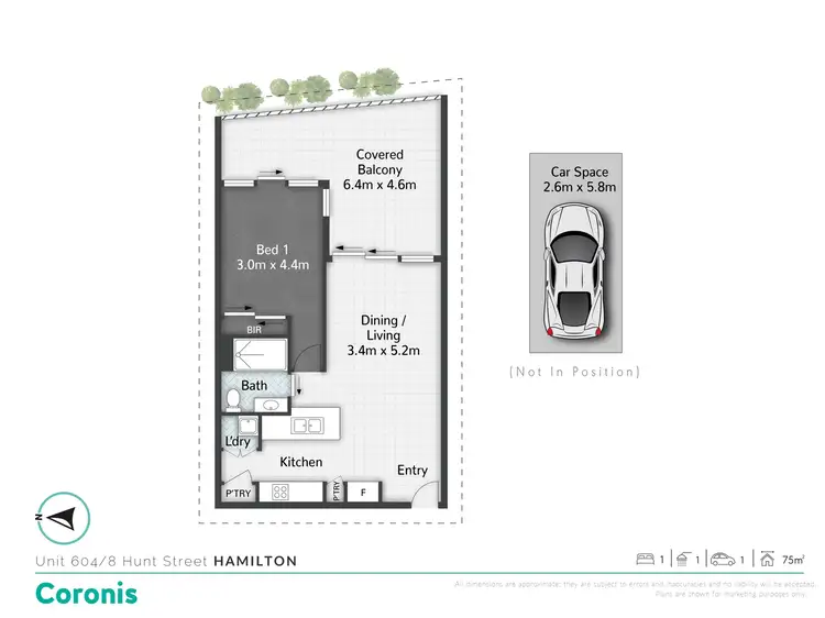 Floorplan of Homely unit listing, 604/8 Hunt Street, Hamilton QLD 4007