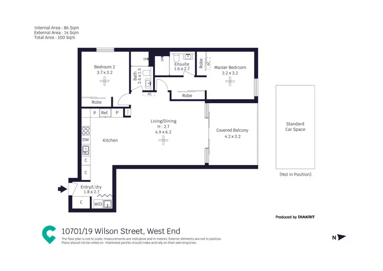 Floorplan of Homely unit listing, 10701/19 Wilson Street, West End QLD 4101