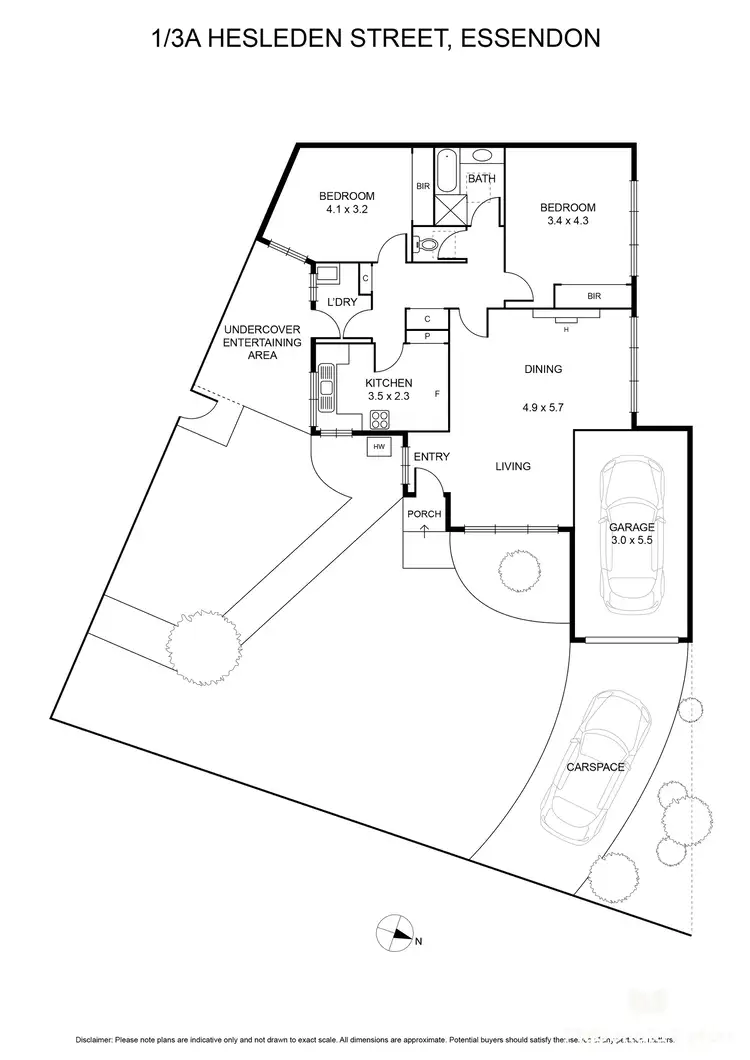 Floorplan of Homely unit listing, 1/3A Hesleden Street, Essendon VIC 3040